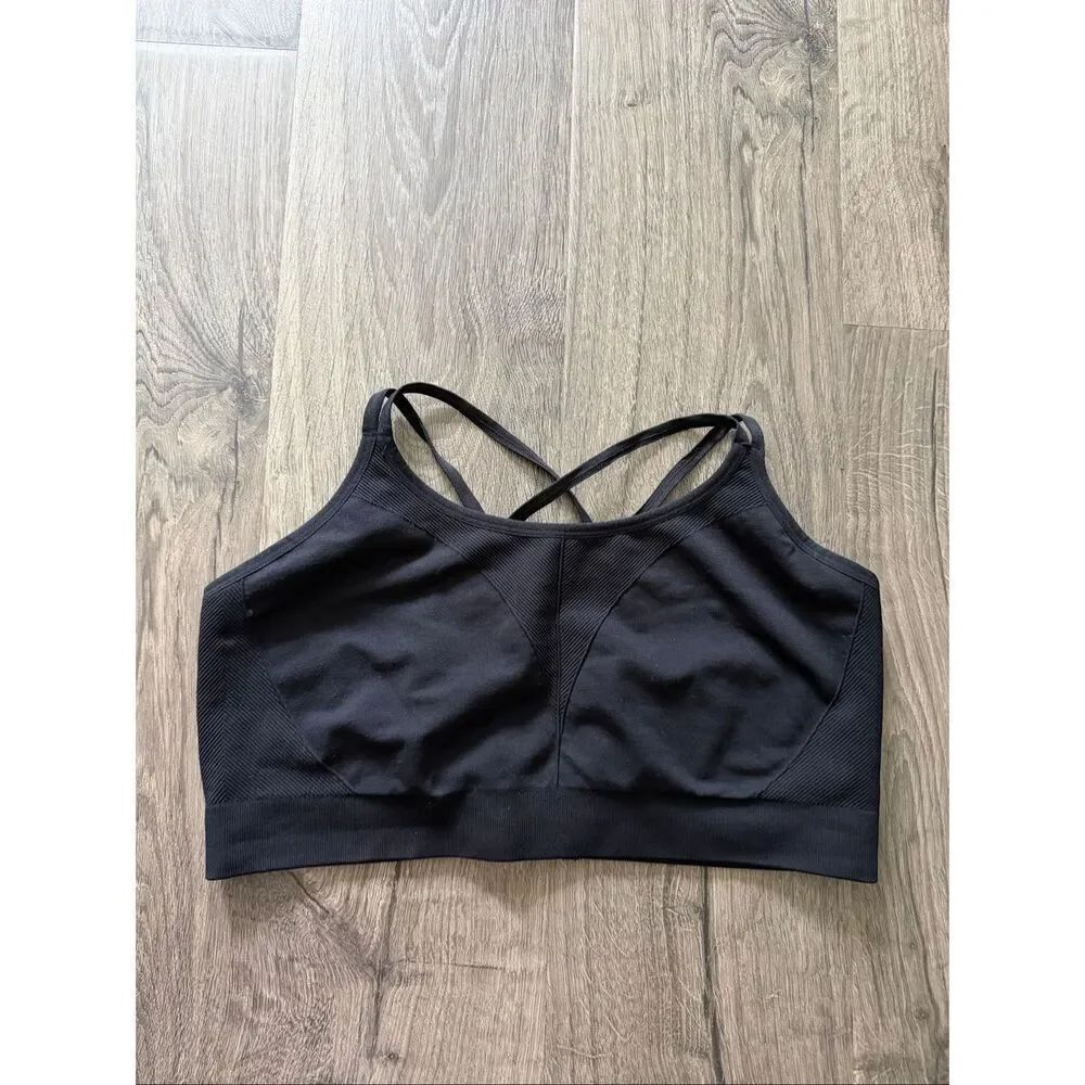 Soma Strappy Back Seamless Sports Bra XXL Black Removable Pads